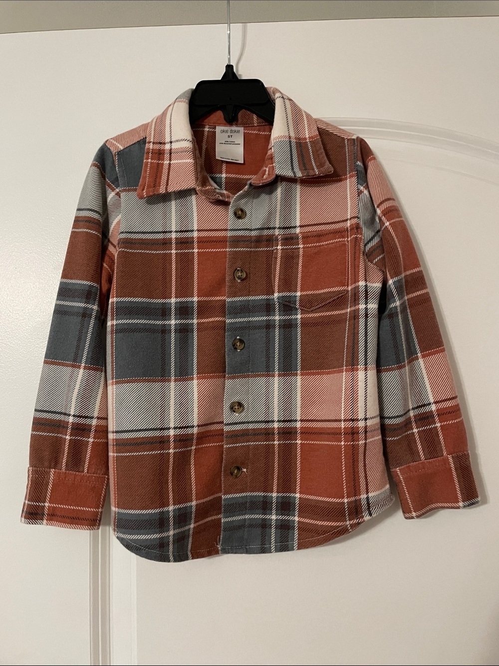 okie dokie Rust, Gray & Cream Plaid Button-Down Shirt